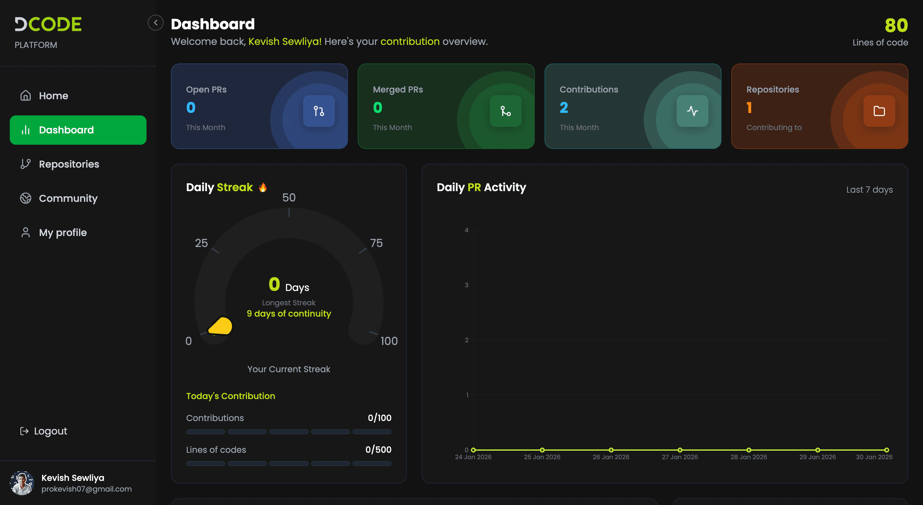 Dcode home page: an open-source collaboration platform for student developers